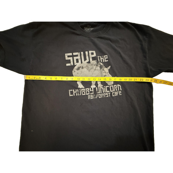 Rainforest Cafe Shirt Mens 2XL Black Save the Chubby Unicorn Graphic Rhino Funny - Picture 4 of 7